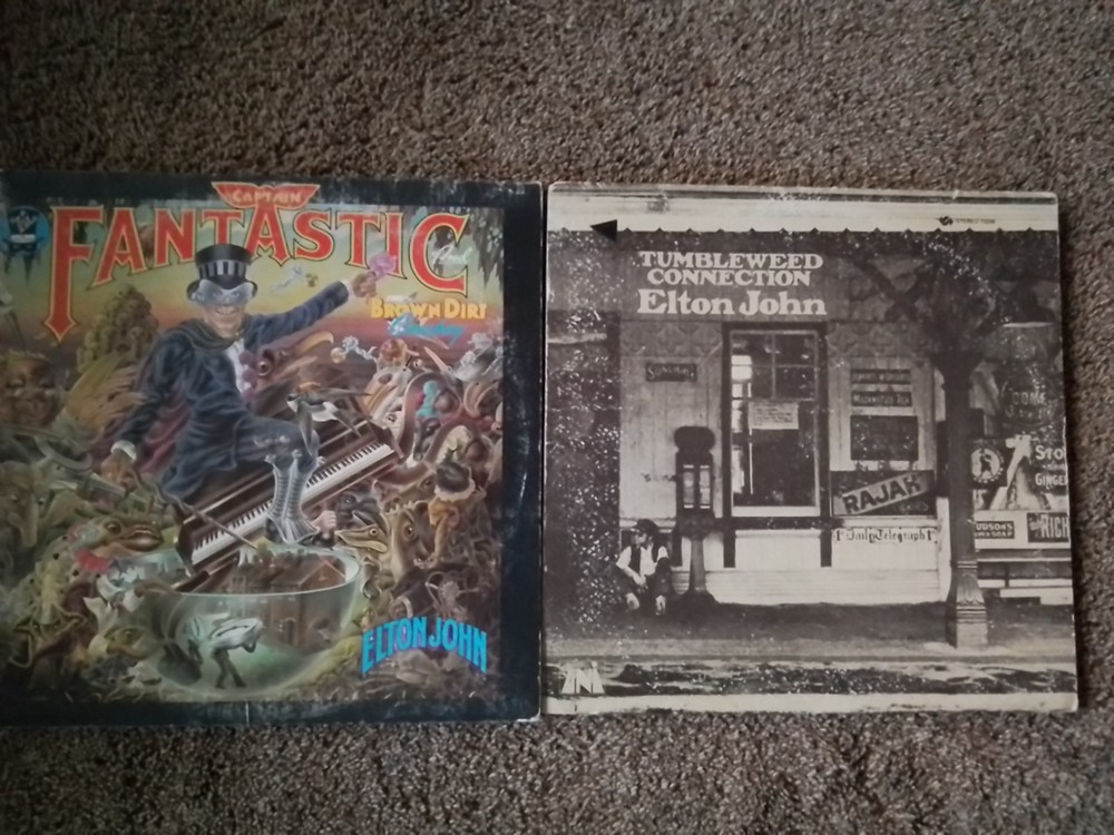 1970 & 75 Elton John Vintage Vinyl Record Albums Featuring Tumbleweed Connection
