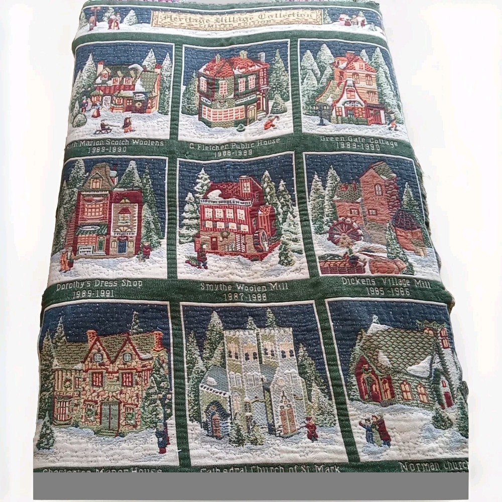 Vintage Department 56 Christmas Heritage Tapestry Throw Limited Edition USA