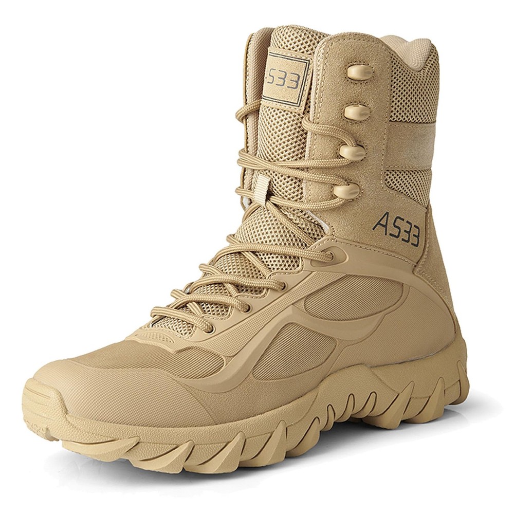 Men's 8-Inch Lightweight Tactical Military Boots with Side Zip for Combat and Desert Use