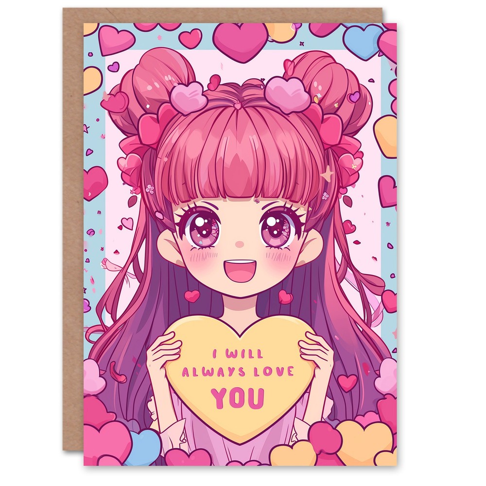 Valentines Day Greeting Card Anime Always Love You Cute Manga For Her Wife