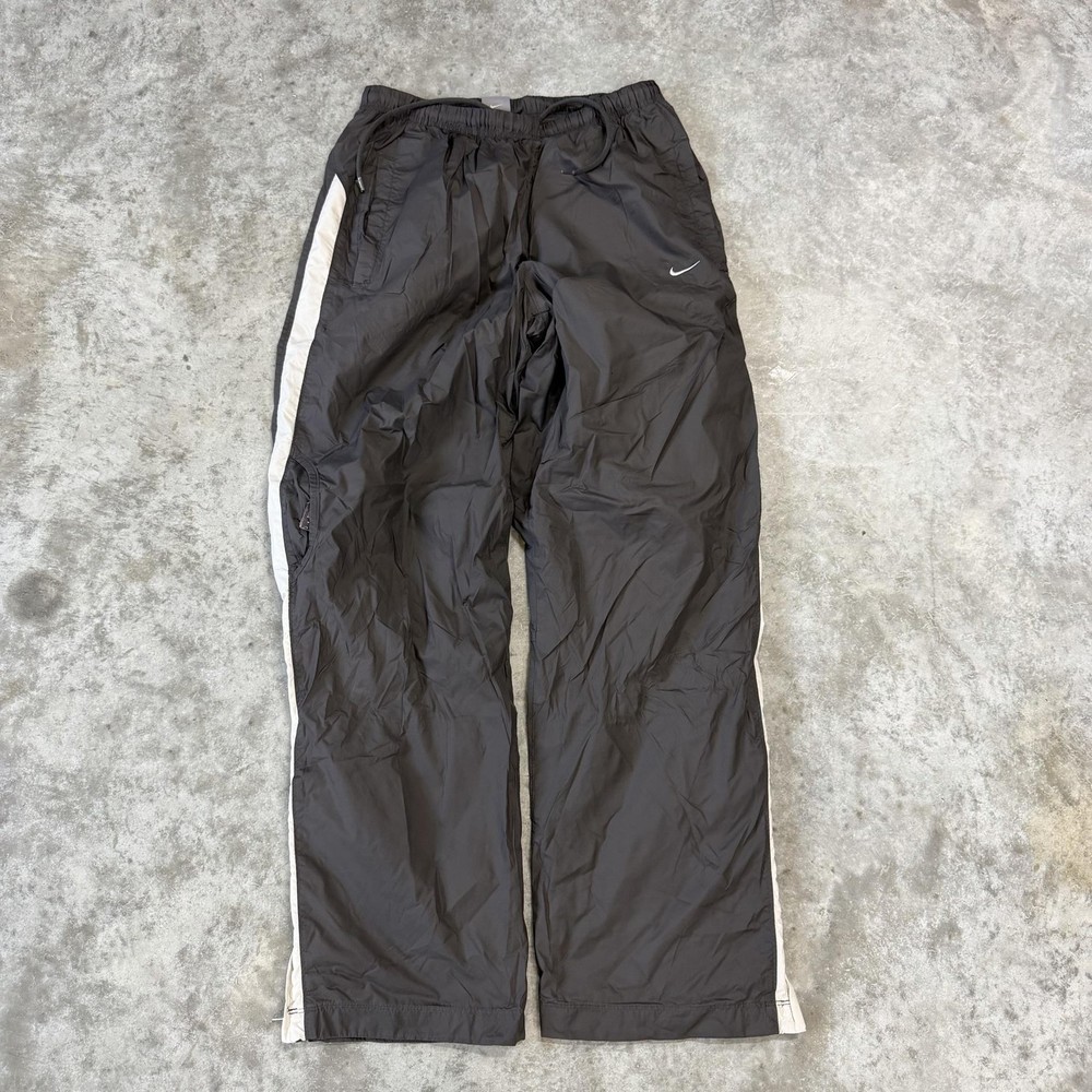 Nike Track Pants Mens Medium Gray Woven Lined Side Stripe Running Athletic