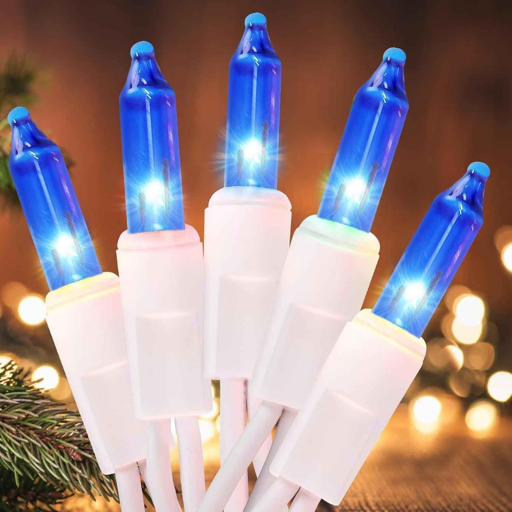 Meteds Christmas Lights 50 Count Clear Mini Lights White Wire UL Certified Co...