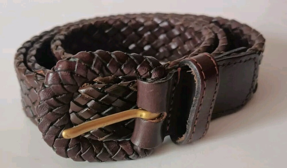 Nordstrom  Braided Leather Belt Size Large Brown  Made In Turkey  39