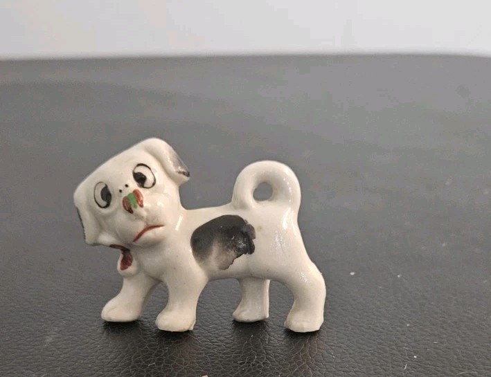 Vintage Ceramic Miniature Worried Dog Figurine Marked Japan