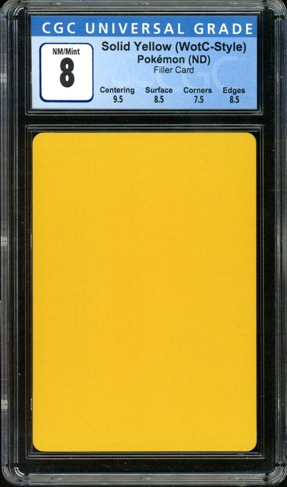 Solid Yellow Misprint Test Print Filler Card Pokemon English CGC 8