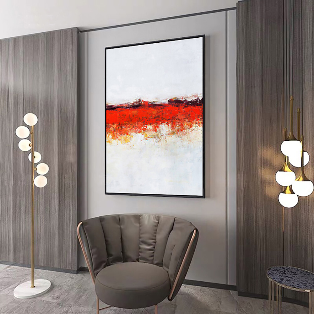 Red Oil Painting Abstract Wall Art On Canvas Handmade Modern Home Decoretive