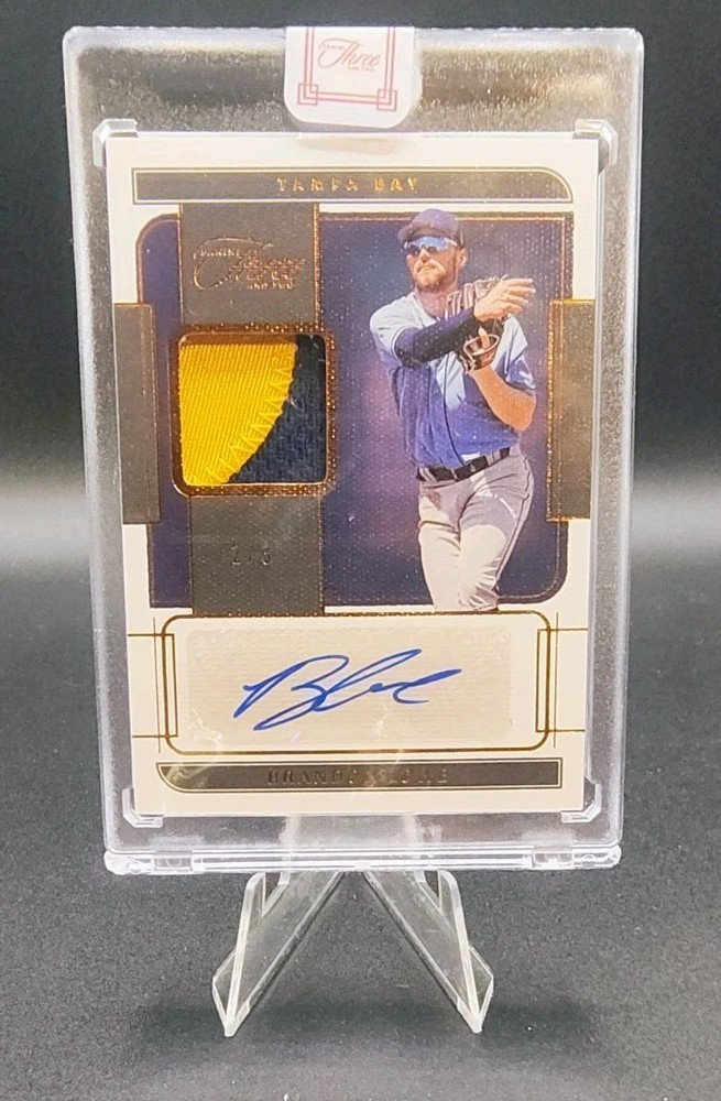 2022 Panini Three and Two Brandon Lowe AJ-BL Autographed Jersey Bronze 2/3