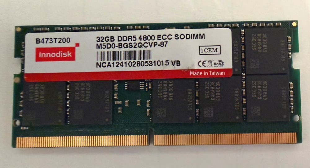 Innodisk 32GB DDR5 4800 ECC SODIMM M5D0-BGS2QCVP-87 **PARTS/REPAIR FINAL SALE