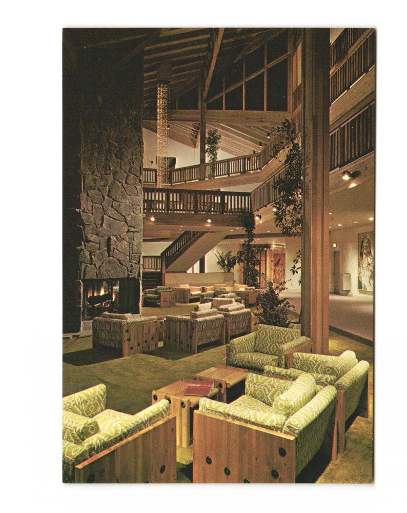 Main lobby, Snow King Inn, Jackson WY vintage postcard unposted