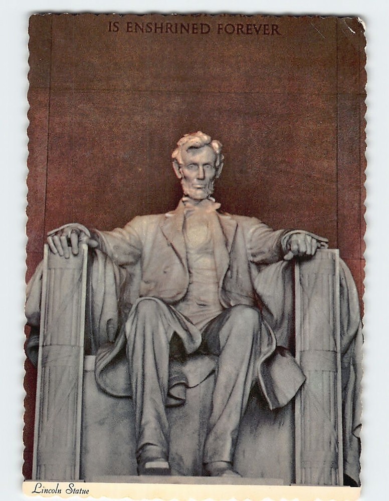 Postcard Abraham Lincoln Statue Lincoln Memorial Washington DC USA