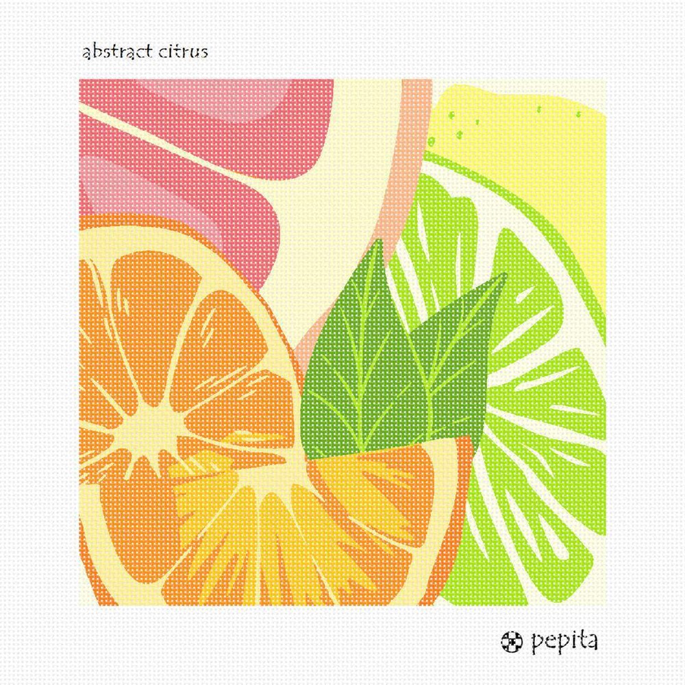 Abstract Citrus Needlepoint Kit with Vibrant Design and Canvas-image