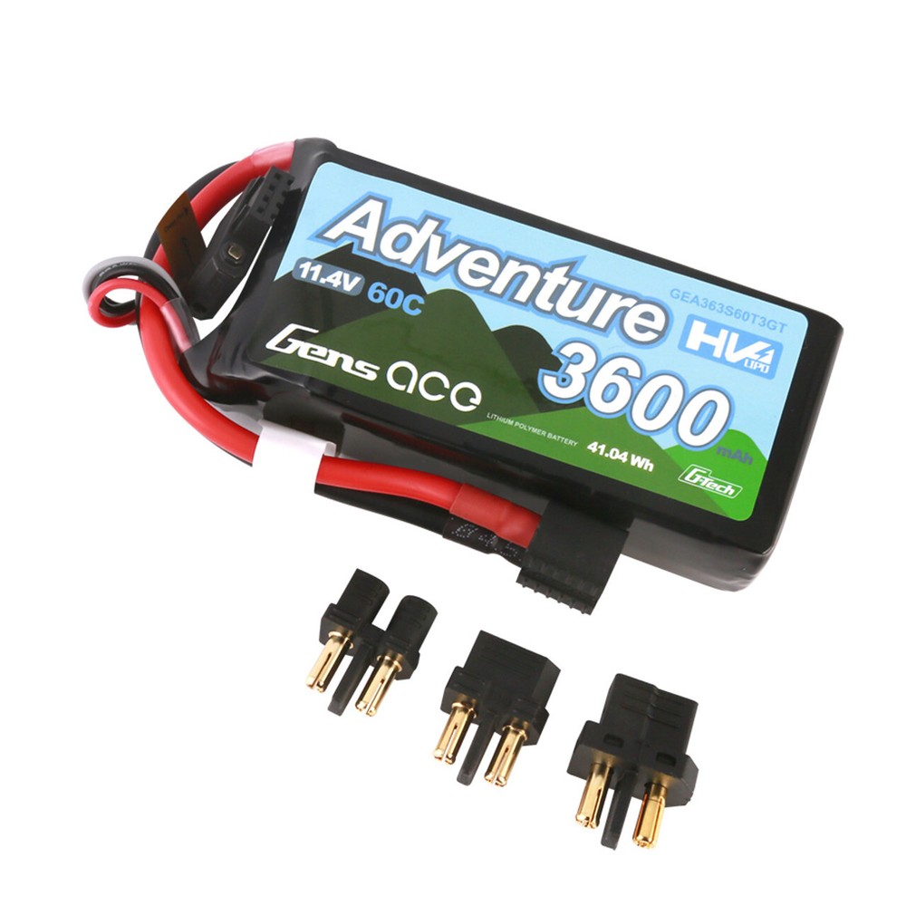 Gens Ace G-Tech 3600mAh 60C 11.4V 3S Lipo Battery HV T plug And XT60 Adapter US-image