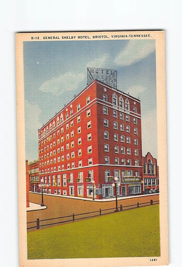 Postcard General Shelby Hotel Bristol USA