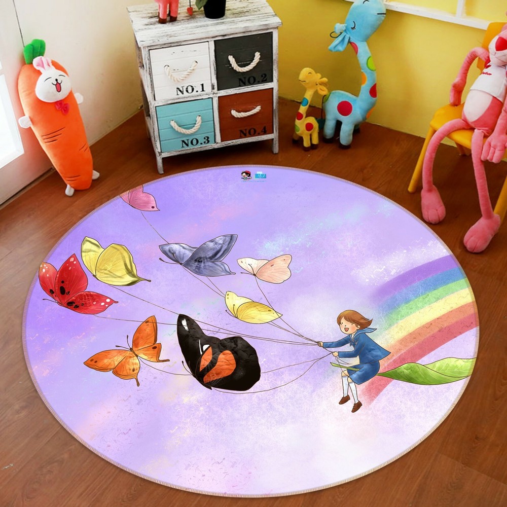 3D Cartoon Butterfly Kite Girl NAO3908 Game Rug Mat Elegant Photo Carpet Mat Fay