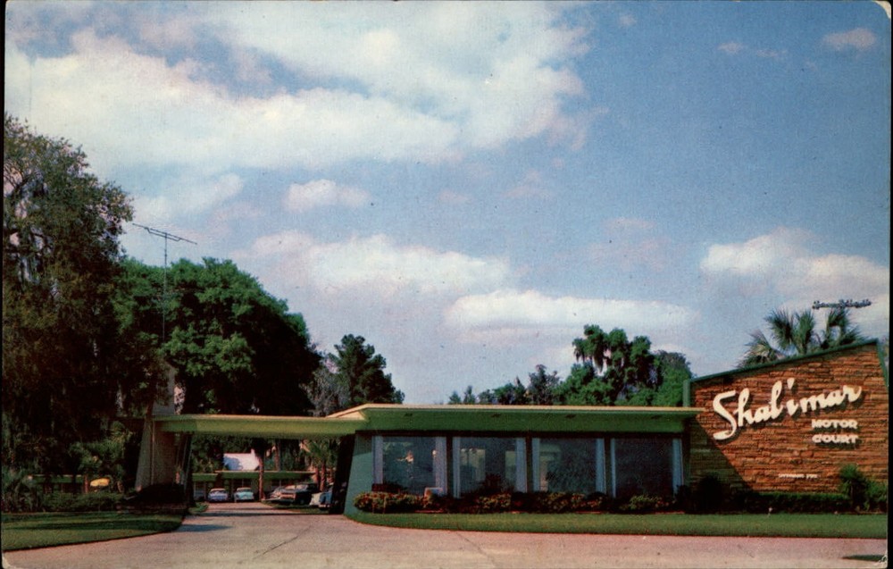 Shalimar Motor Court Silver Springs Florida cars ~ 1950s-60s vintage postcard