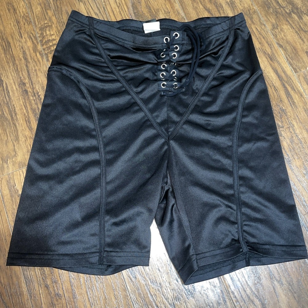 Black Lace Up Biker Shorts SHEIN Size L