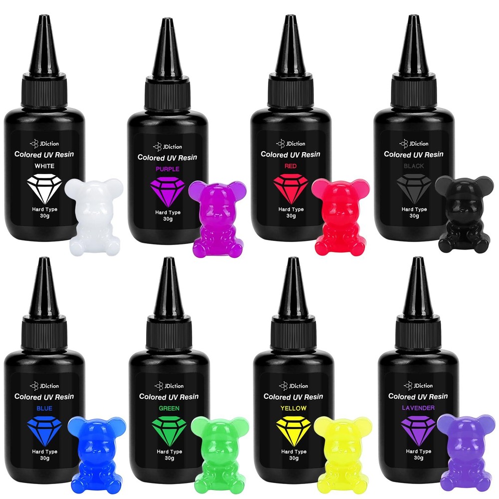 UV Resin Kit 240g 8 Odorless Colors for Jewelry & Crafting