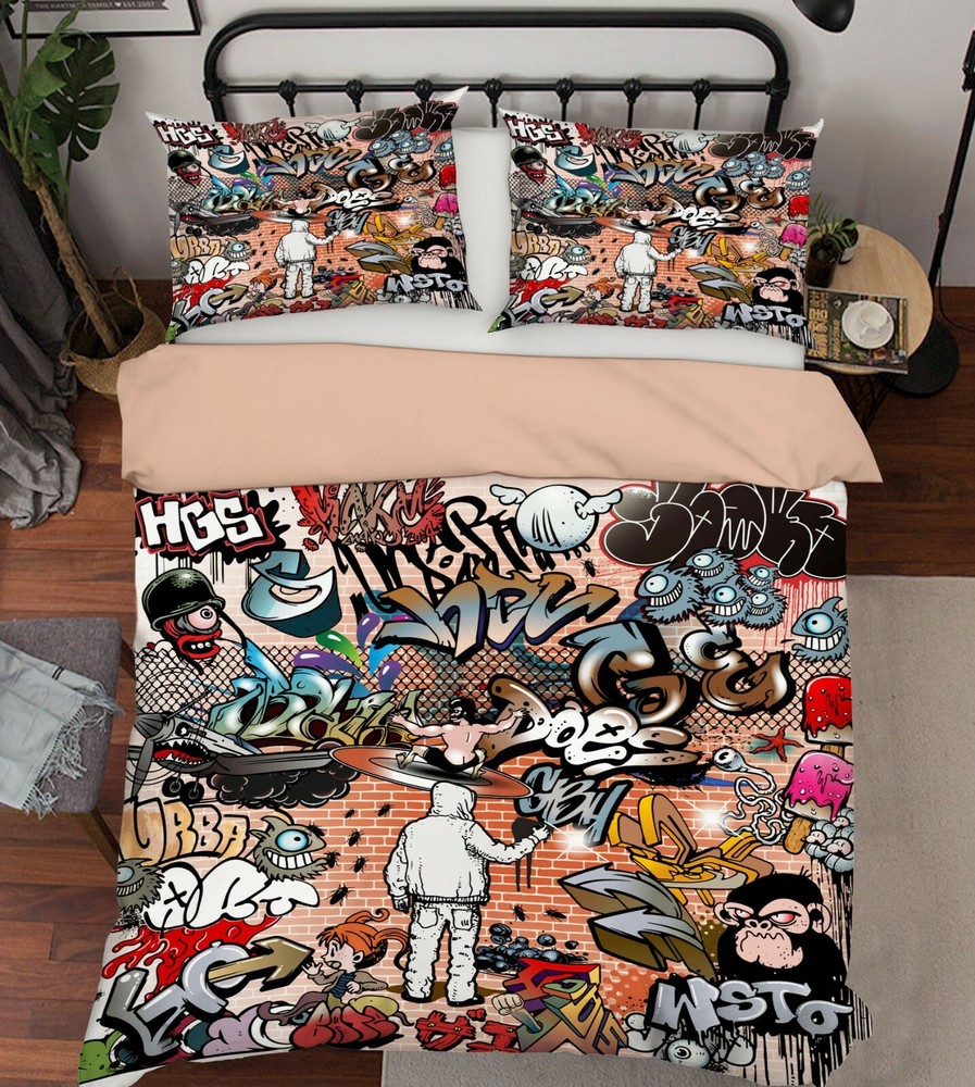 3D Wall Painting Man ZHUA214 Bed Pillowcases Quilt Duvet Cover Set Queen King