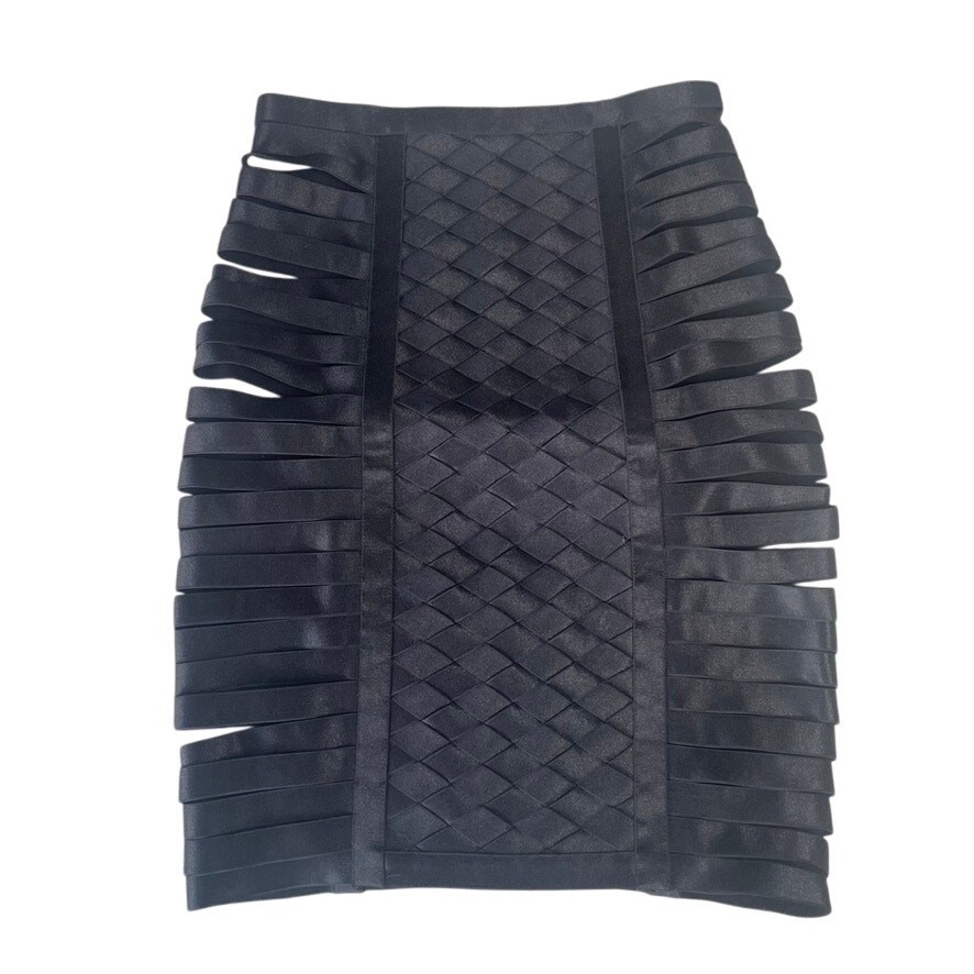 HOUSE OF LONDON XS Shiny Elastic Mini Skirt in Black
