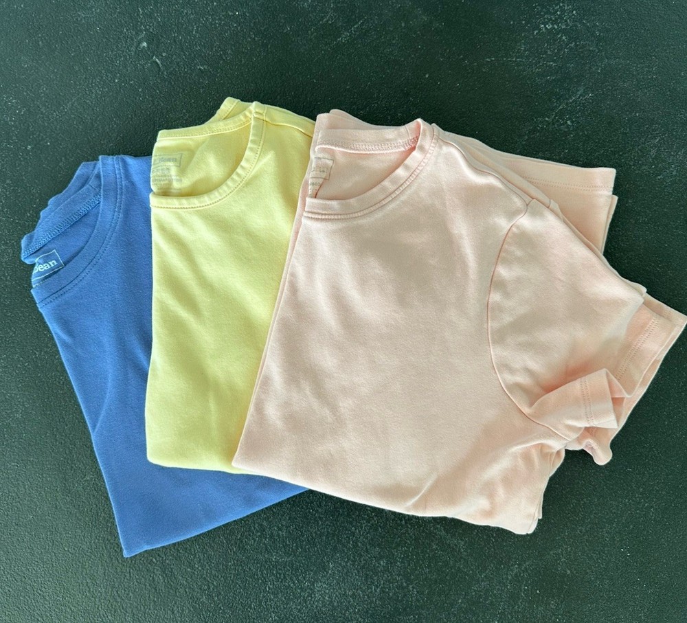 3 LL Bean T-Shirts - Blue, Yellow, Pink - Size Small