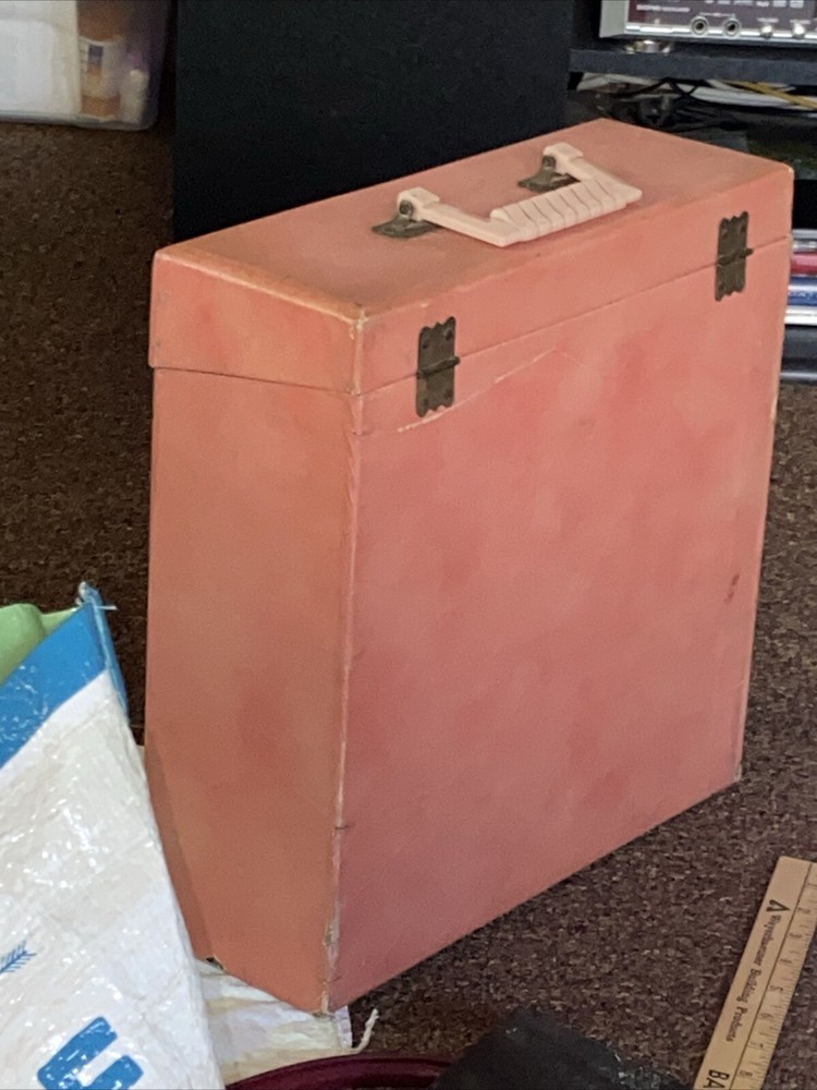 Vintage 12” Vinyl LP Record  Album Case Carry & Storage Orange 1960s Retro #ats