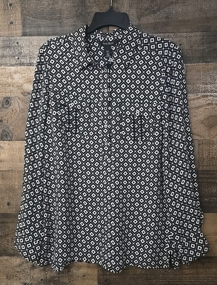 White House Black Market 100% Silk Top Women 12 Career Classic Academia Preppy