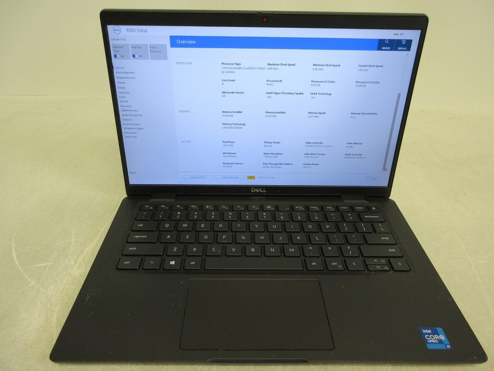 Dell Latitude 7420 Core i7-1185G7 3.00GHz 16GB 256GB Hard Drive No Power Adapter