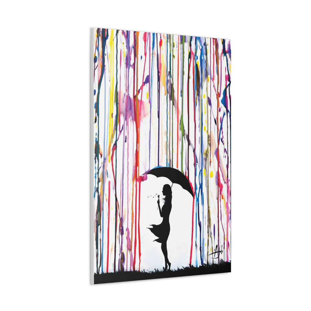 Banksy Umbrella Girl Colorful Rain Street Art Canvas Wall Decor Print