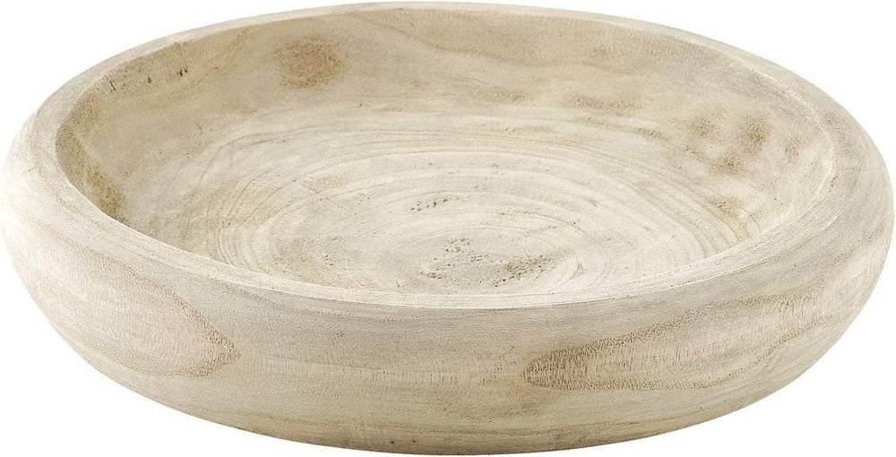 Wooden Decorative Bowl – Hand Carved Natural Wood Fruit Bowl, Rustic Farmhous...