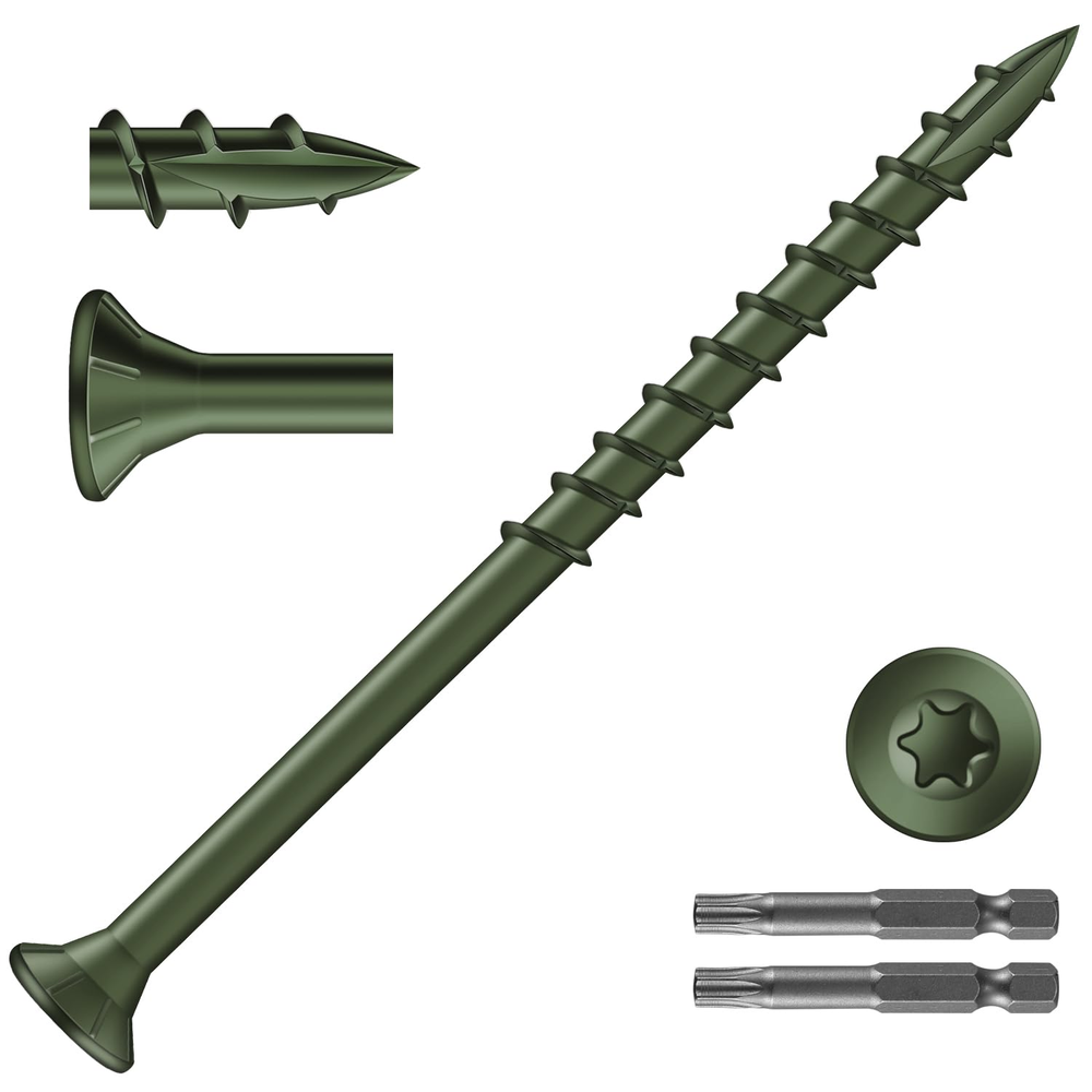 3-Inch Exterior Deck Screws (790Pcs) – 10Lb Carbon Steel Green Wood Screws