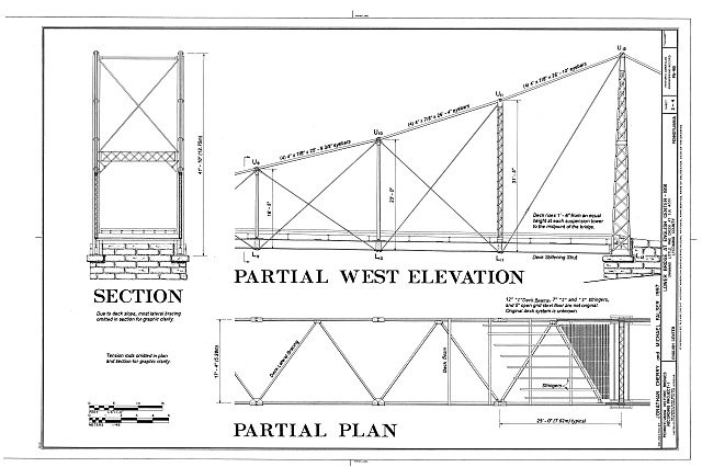 2. Partial Plan, Partial West Elevation, and Partial Section - Lower Bridge at