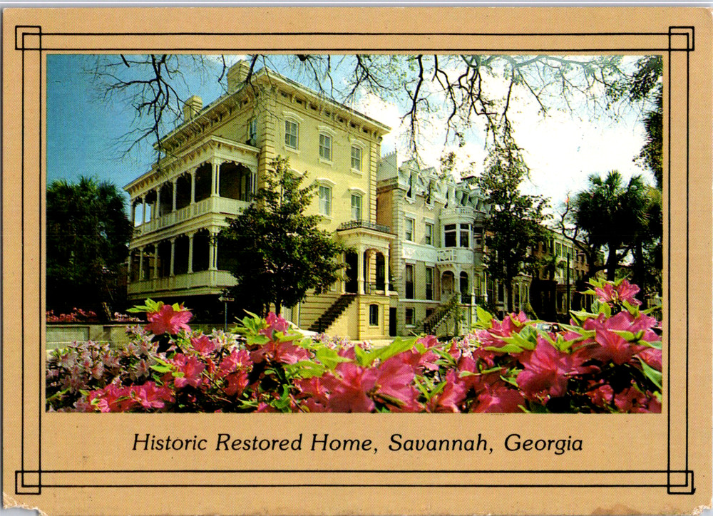 Vintage Postcard Monterey Square Savannah Georgia Historic Restored Architecture