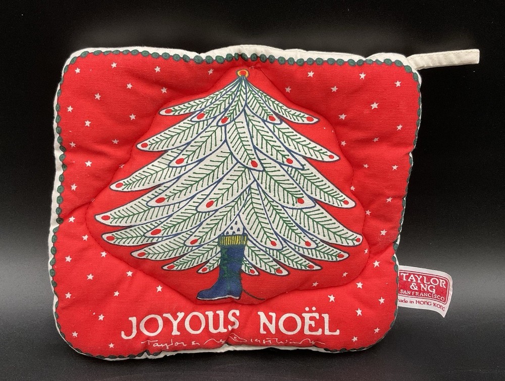 Vintage Taylor & NG Holiday Potholder Hot Pad Christmas Tree Joyous Noel READ