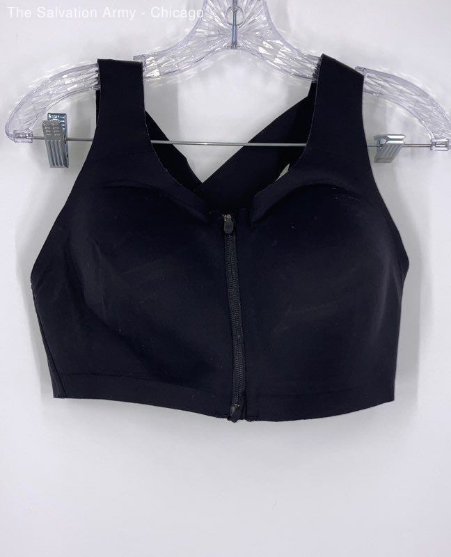 Lululemon Womens Black Stretch Activewear Enlite Zip Front Sports Bra Size DD36