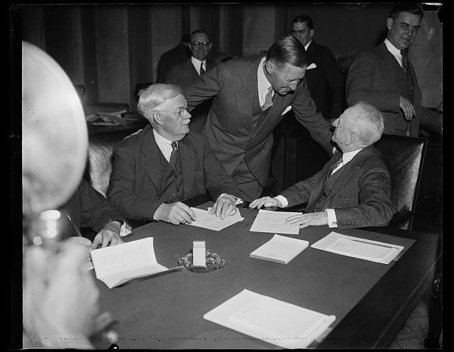 Photo:1935 Business Meeting Men in Suits Conference Table Discussion