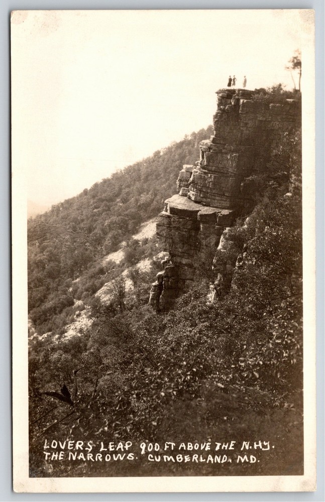 RPPC~Cumberland Maryland~View Of Lovers Leap Above The Narrows~Real Photo PC