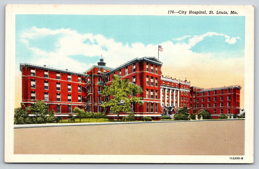 Linen~Panorama of City Hospital St Louis Missouri~Vintage Postcard