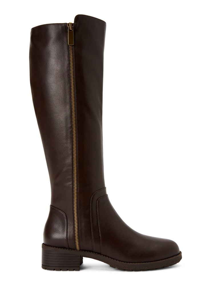 STYLE & COMPANY Womens Brown Round Toe Zip-Up Boots 6.5