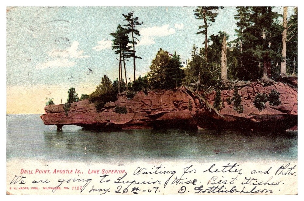 1907 Drill Point Apostle Island Lake Superior Wisconsin Vintage Postcard