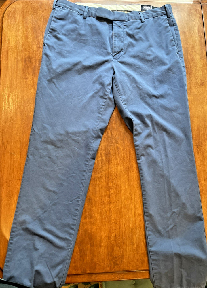 POLO RALPH LAUREN Chino Pants Mens 36x34 Stretch Custom Fit Twill Pant Blue