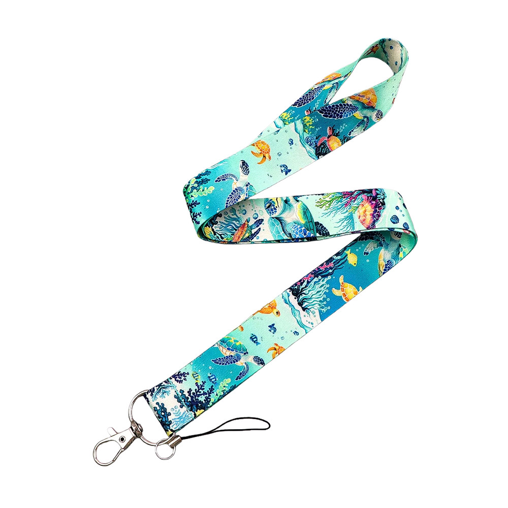 Sea Turtle Ocean Reef Lanyard Neck Strap ID Badge Holder Keychain Wrist Strap