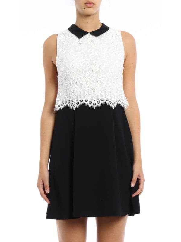 alice + olivia Lace Sleeveless Dress White Black Size US 0
