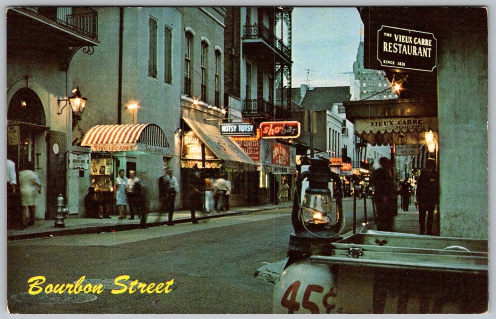 Vtg Postcard Bourbon Street Vieux Carre New Orleans, LA 1960s