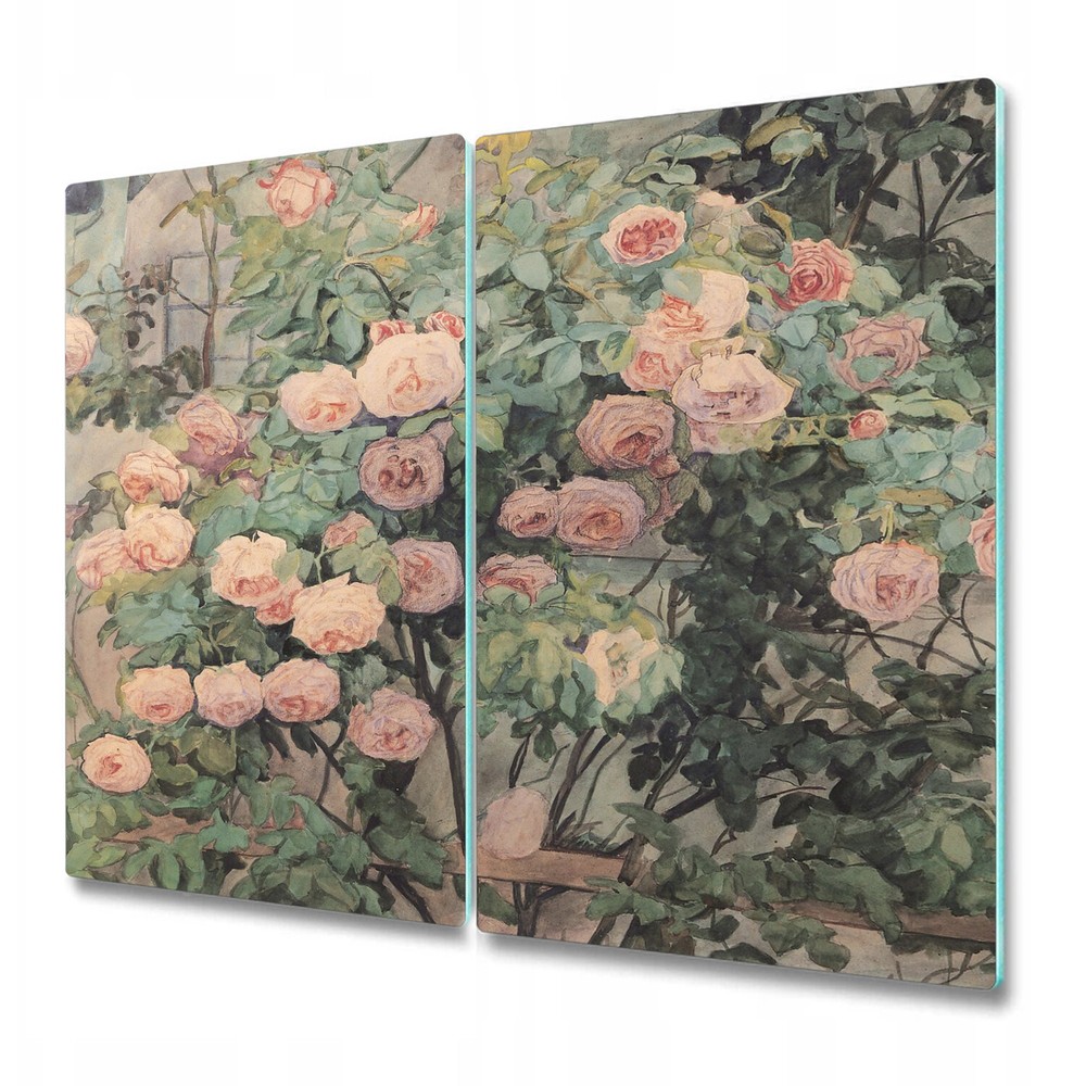 Glass Kitchen Chopping Board Garden Of Roses | Romantic Old Painting | 2x30x52