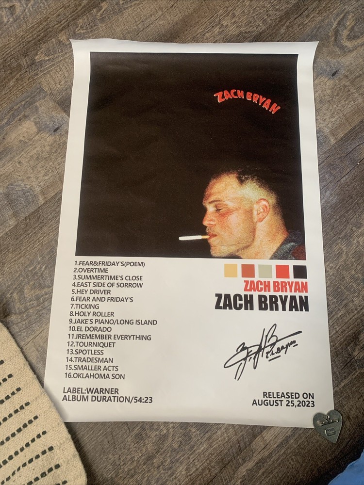 Zach Bryan 7”x11” Canvas Wall Poster- Album Cover Print Unframed