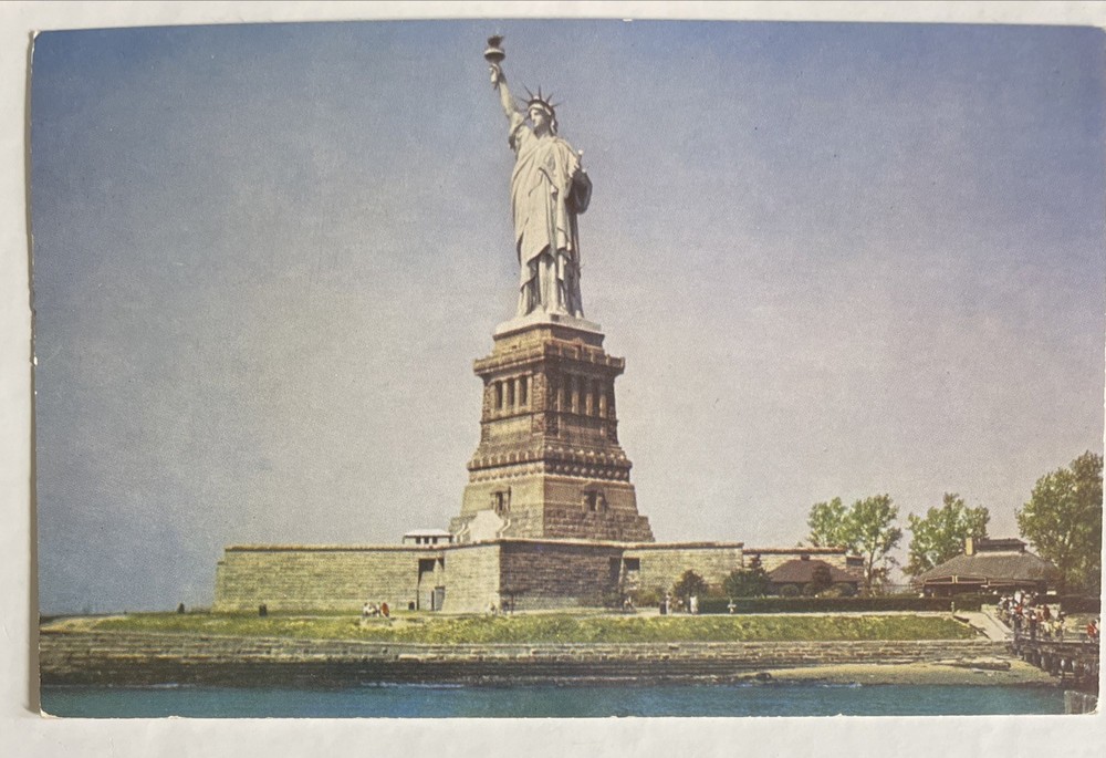 1954 New York, New York, Statue Of Liberty Postcard Mental Health Stamp