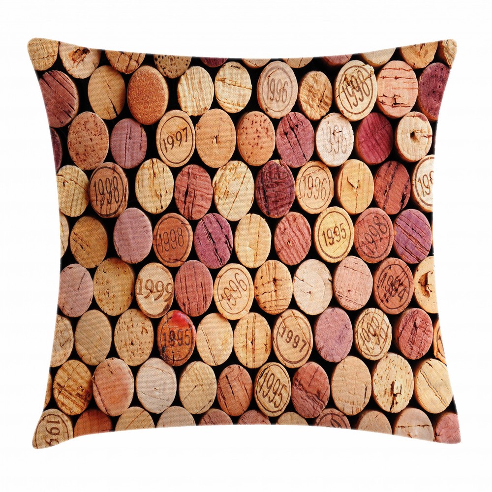 16-Inch Square Wine Cork Cushion Cover Made with Random Reused Corks