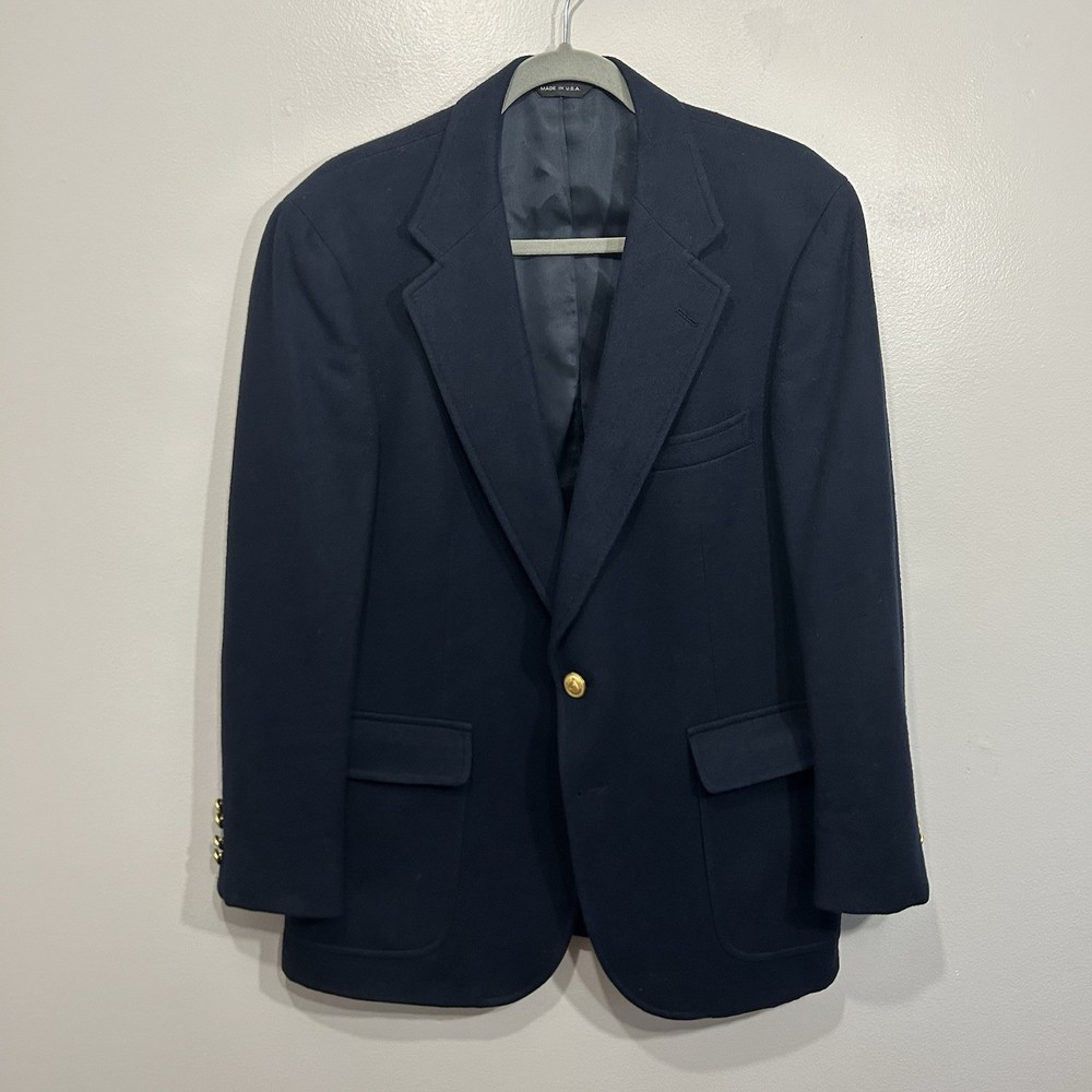 Polo University Club Ralph Lauren Navy Wool Blazer Size 42 Union Made USA Button