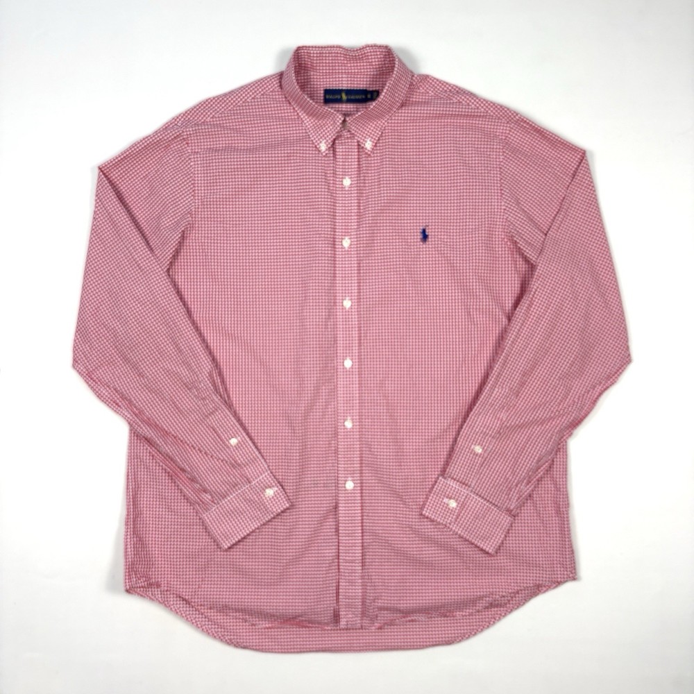 Polo Ralph Lauren Men’s Button Down Shirt Size XL Red White Gingham Check Pony