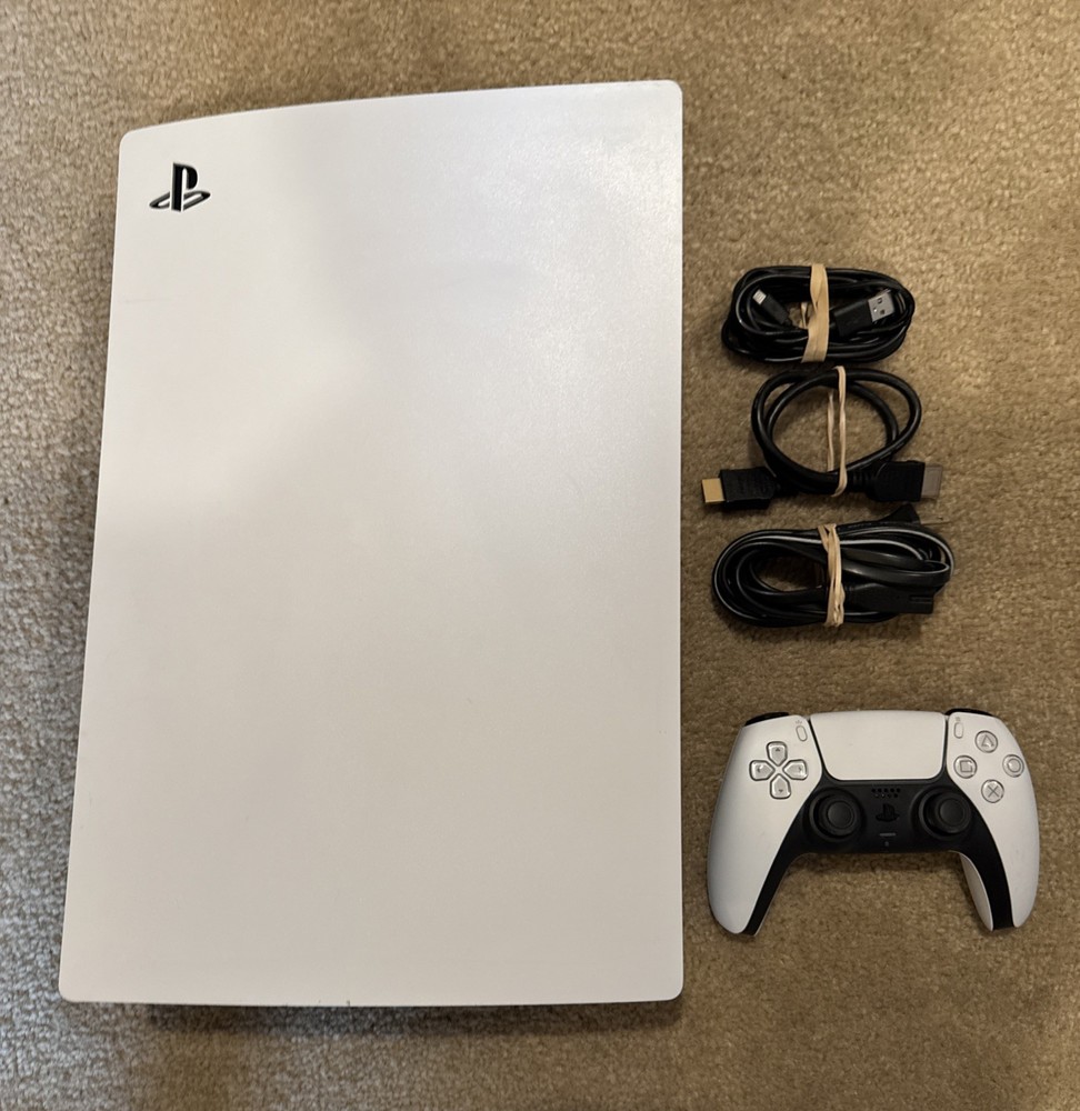 Sony PlayStation 5 PS5 4K 825GB Disc Free Console W DualSense Controller & Cords